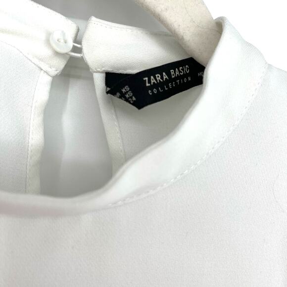 Zara Basic Draped Crepe Crop Top White Size XS - Picture 2 of 4